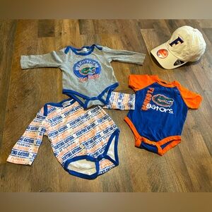 Florida Gators Mommy & Me 4 Piece 3-6 Months Onesie and Baseball Hat Set